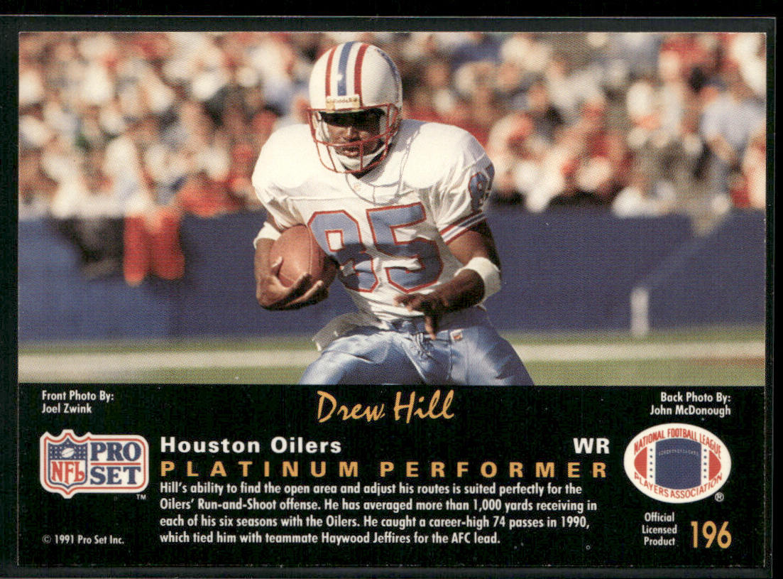 Drew Hill 1991 Pro Set Platinum #196 Houston Oilers