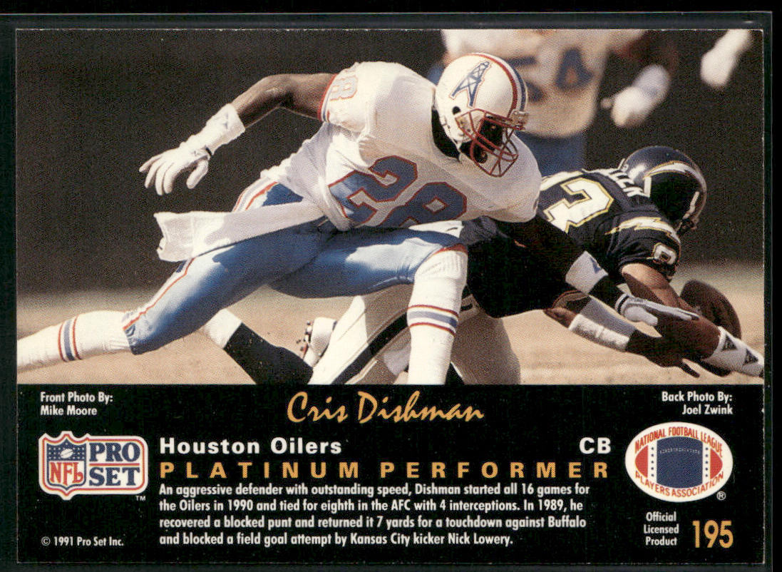 Cris Dishman 1991 Pro Set Platinum #195 RC Houston Oilers