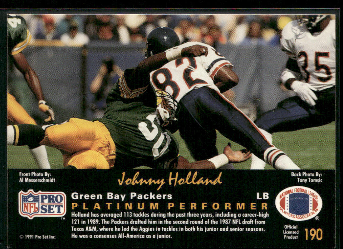 Johnny Holland 1991 Pro Set Platinum #190 Green Bay Packers