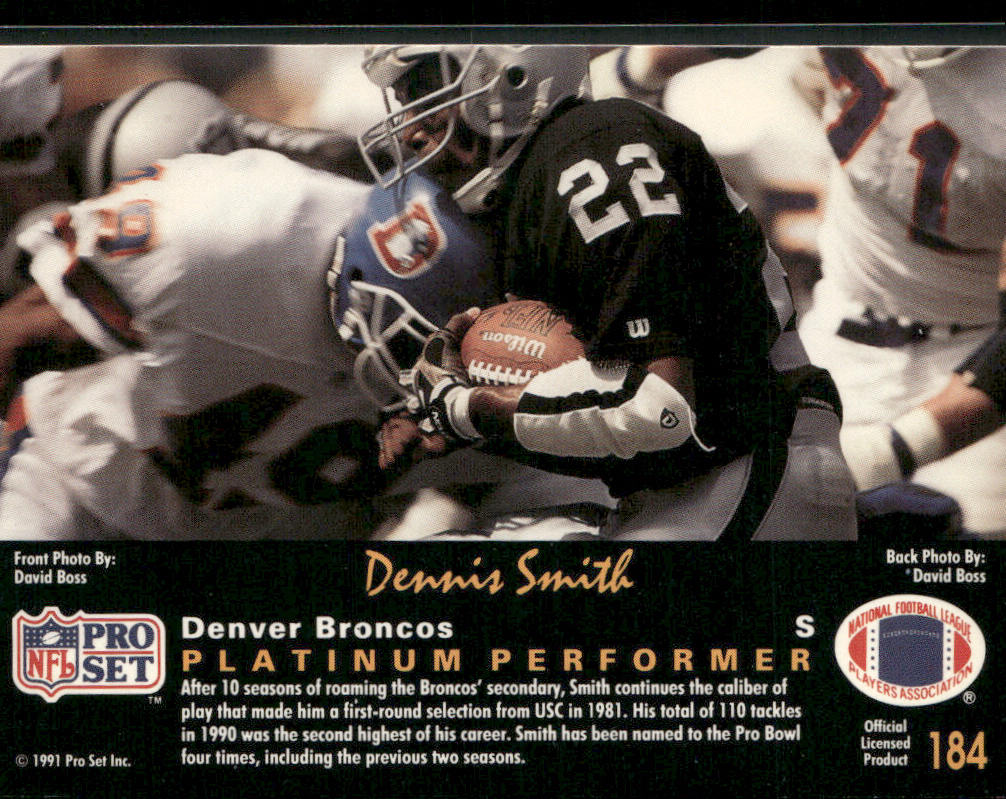 Dennis Smith 1991 Pro Set Platinum #184 Denver Broncos