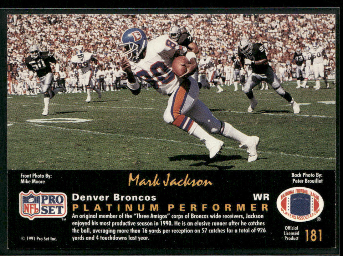 Mark Jackson 1991 Pro Set Platinum #181 Denver Broncos