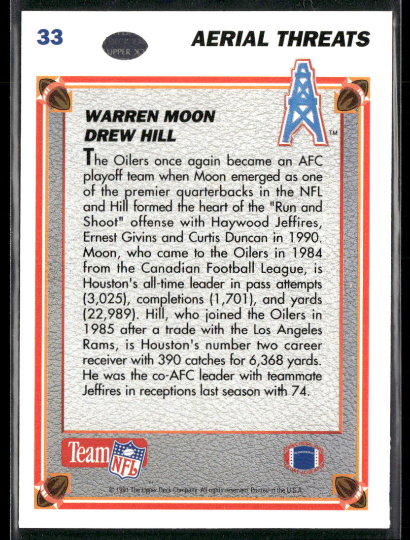 Warren Moon / Drew Hill 1991 Upper Deck #33b Houston Oilers