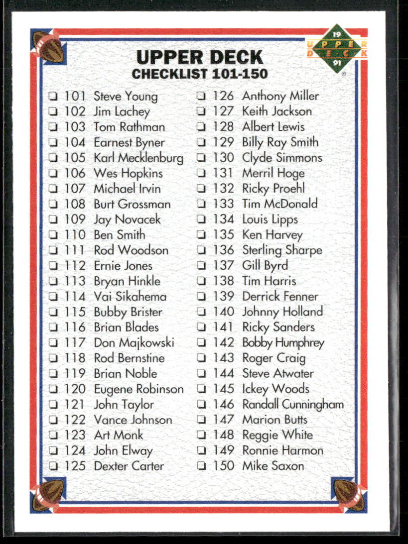 Checklist: 101-200 1991 Upper Deck #200