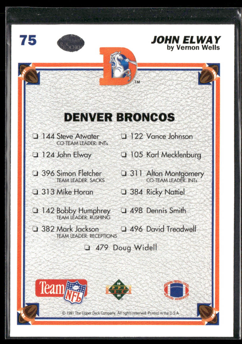 John Elway 1991 Upper Deck #75b Denver Broncos