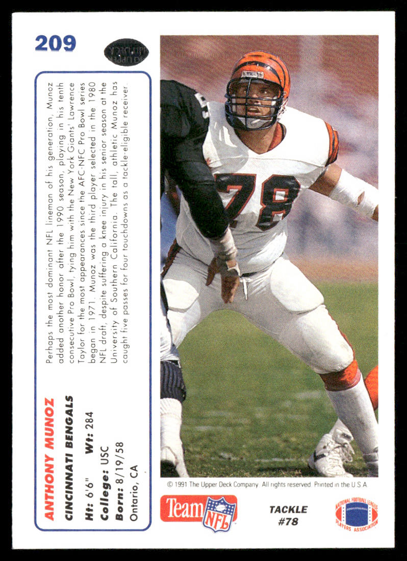 Anthony Munoz 1991 Upper Deck #209c Cincinnati Bengals