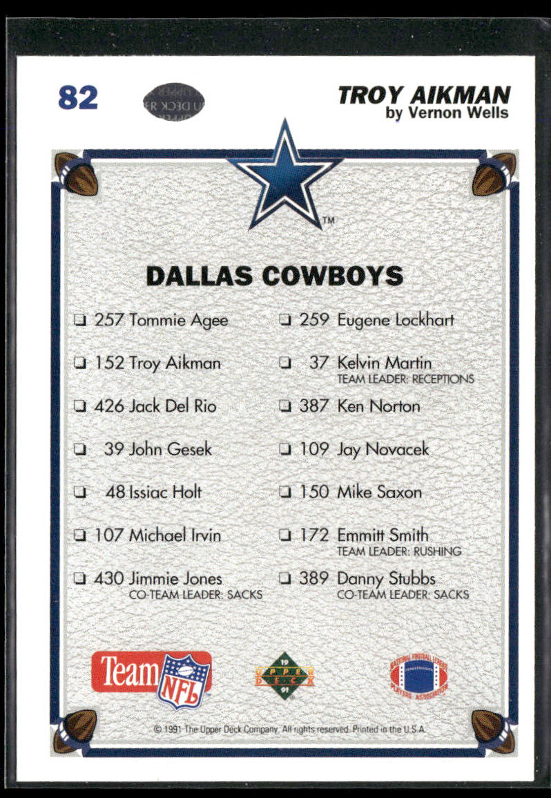 Troy Aikman 1991 Upper Deck #82 Dallas Cowboys