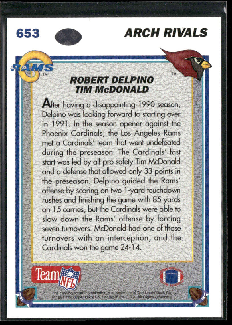 Robert Delpino / Tim McDonald 1991 Upper Deck #653b