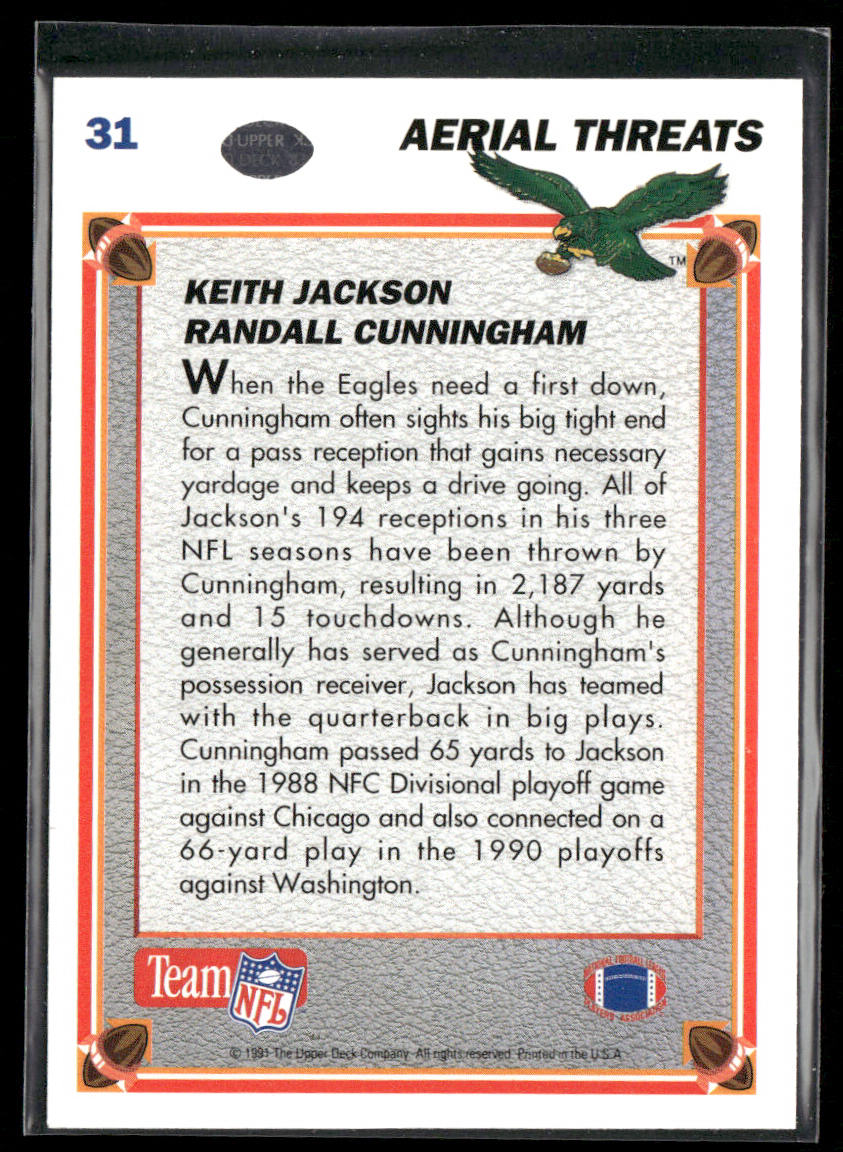Randall Cunningham / Keith Jackson 1991 Upper Deck #31c Philadelphia Eagles