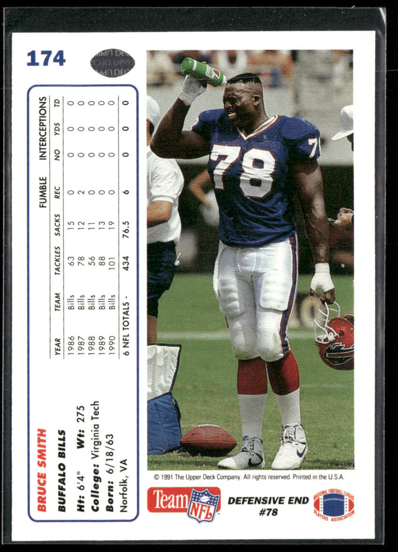 Bruce Smith 1991 Upper Deck #174 Buffalo Bills back
