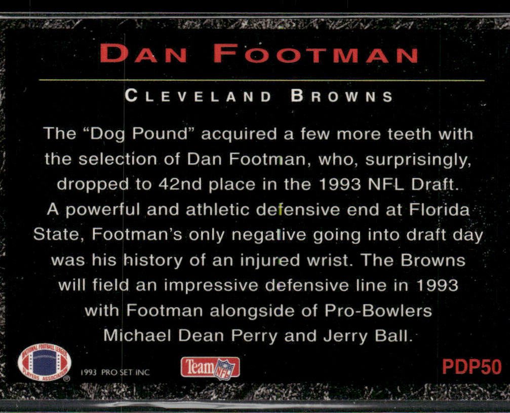 Dan Footman 1993 Pro Set Power Draft Picks #PDP50 Cleveland Browns