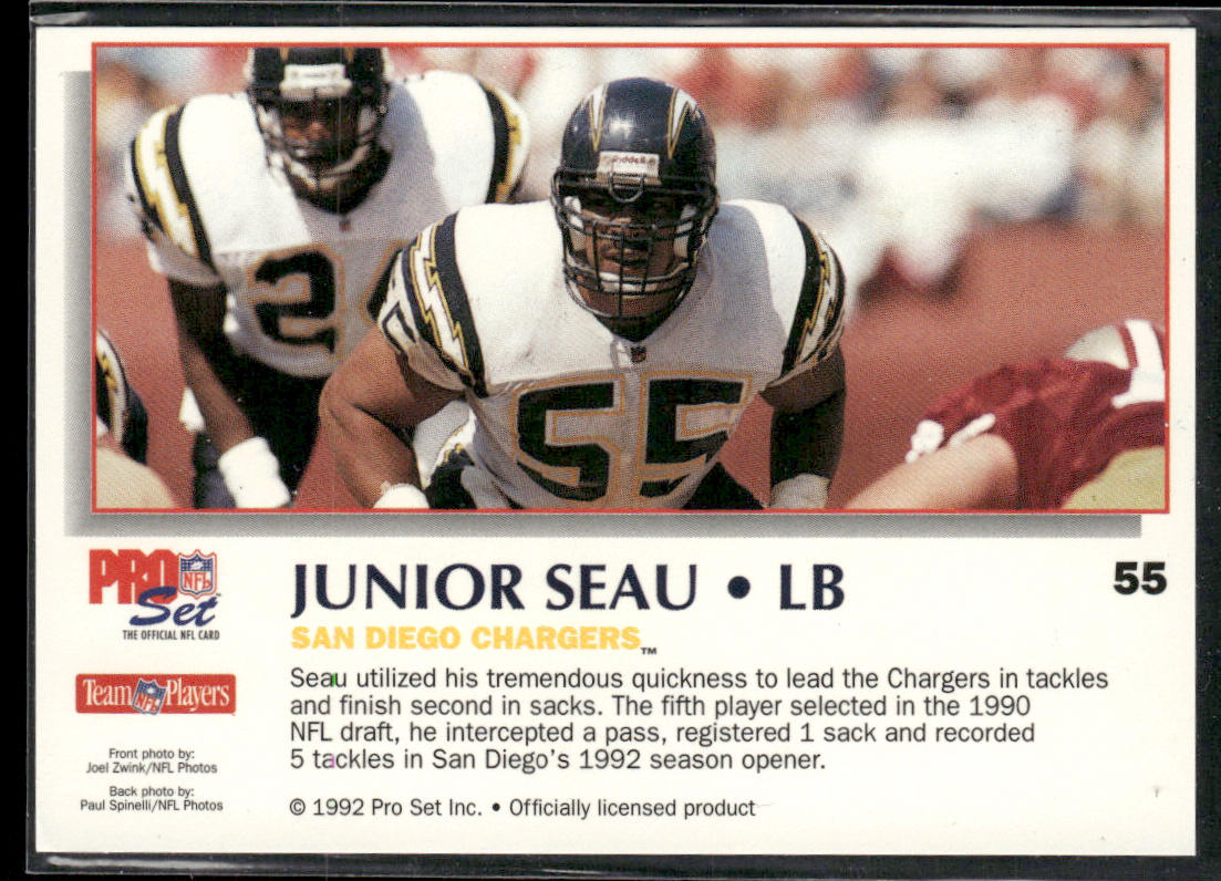Junior Seau 1992 Pro Set Power #55 San Diego Chargers