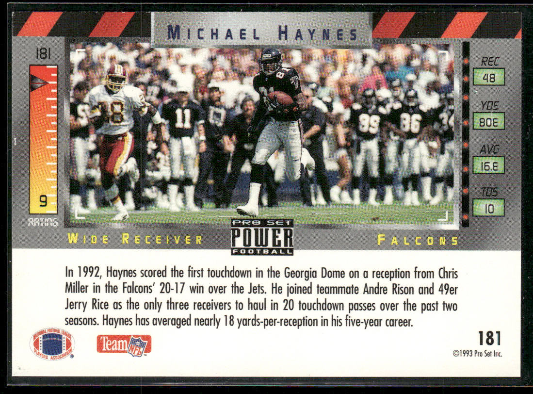 Michael Haynes 1993 Pro Set Power #181 Atlanta Falcons