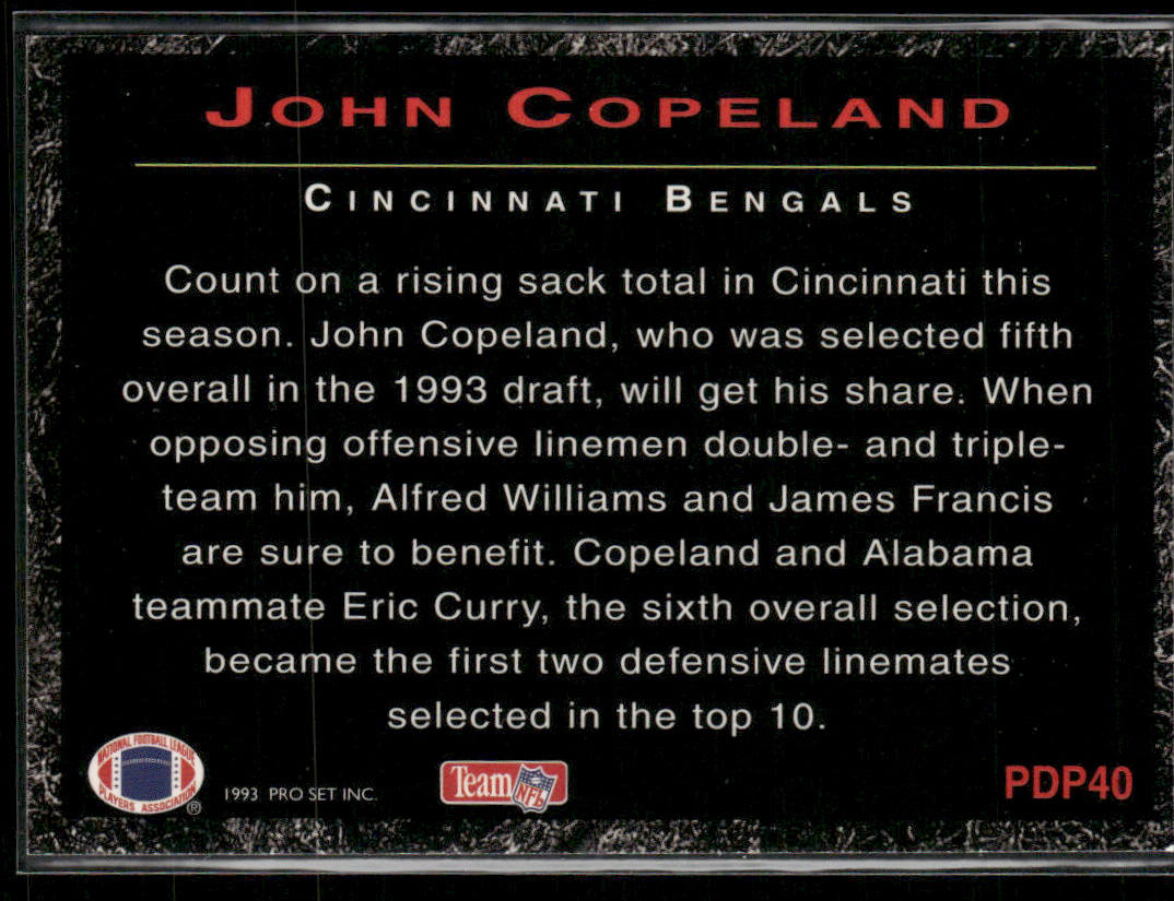 John Copeland 1993 Pro Set Power Draft Picks #PDP40 Cincinnati Bengals