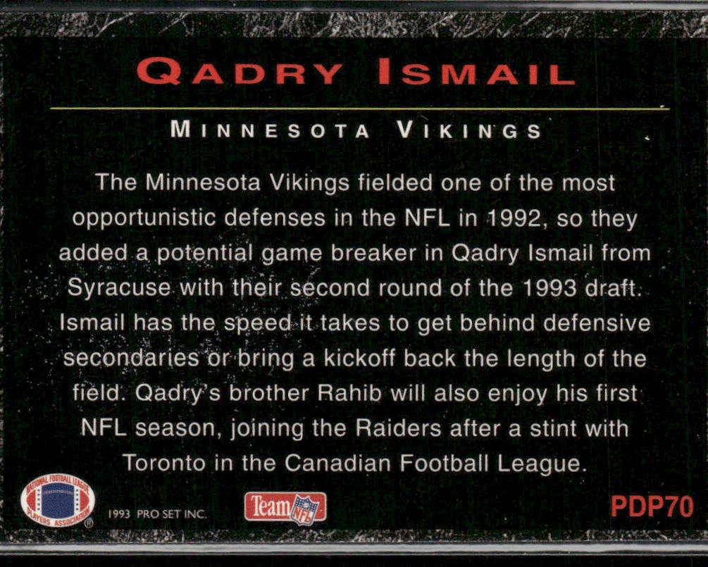 Qadry Ismail 1993 Pro Set Power Draft Picks #PDP70 Minnesota Vikings