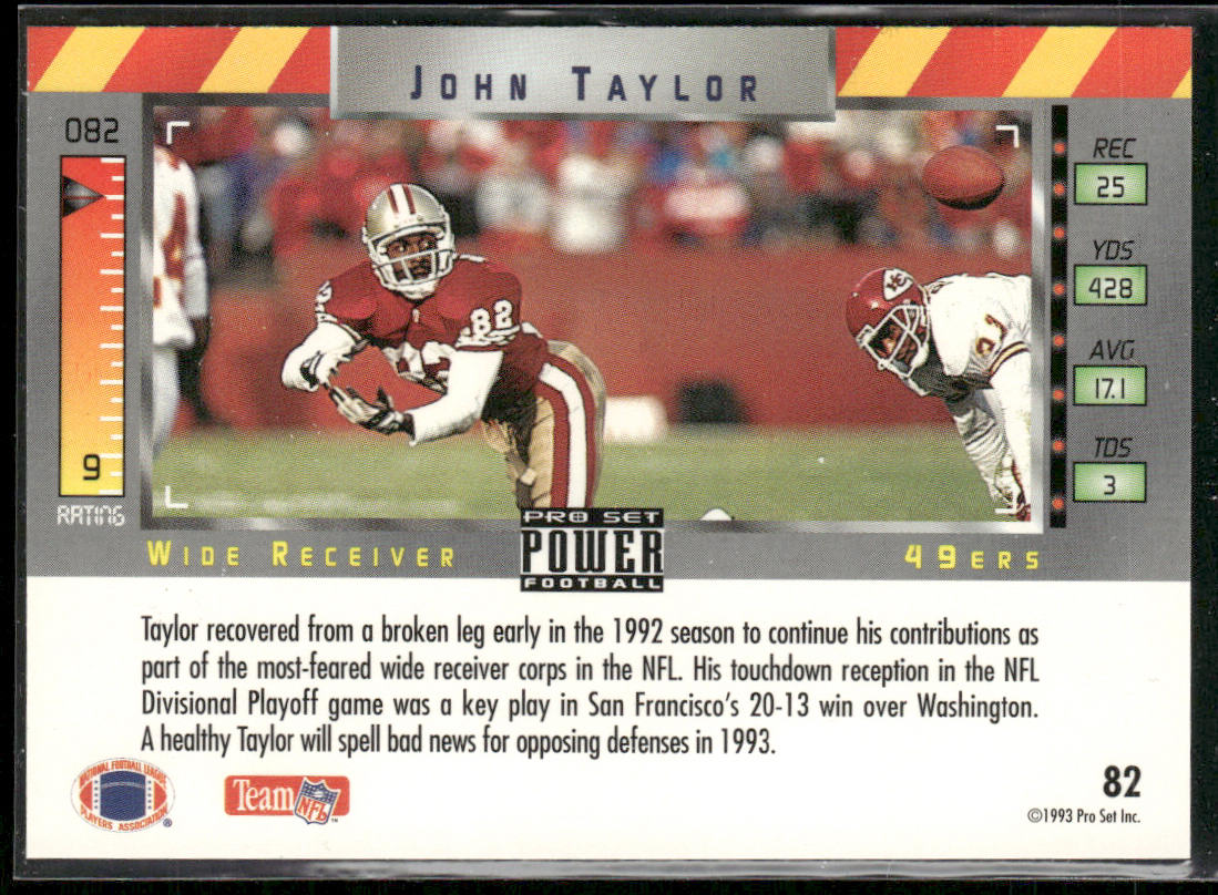 John Taylor 1993 Pro Set Power #82 San Francisco 49ers