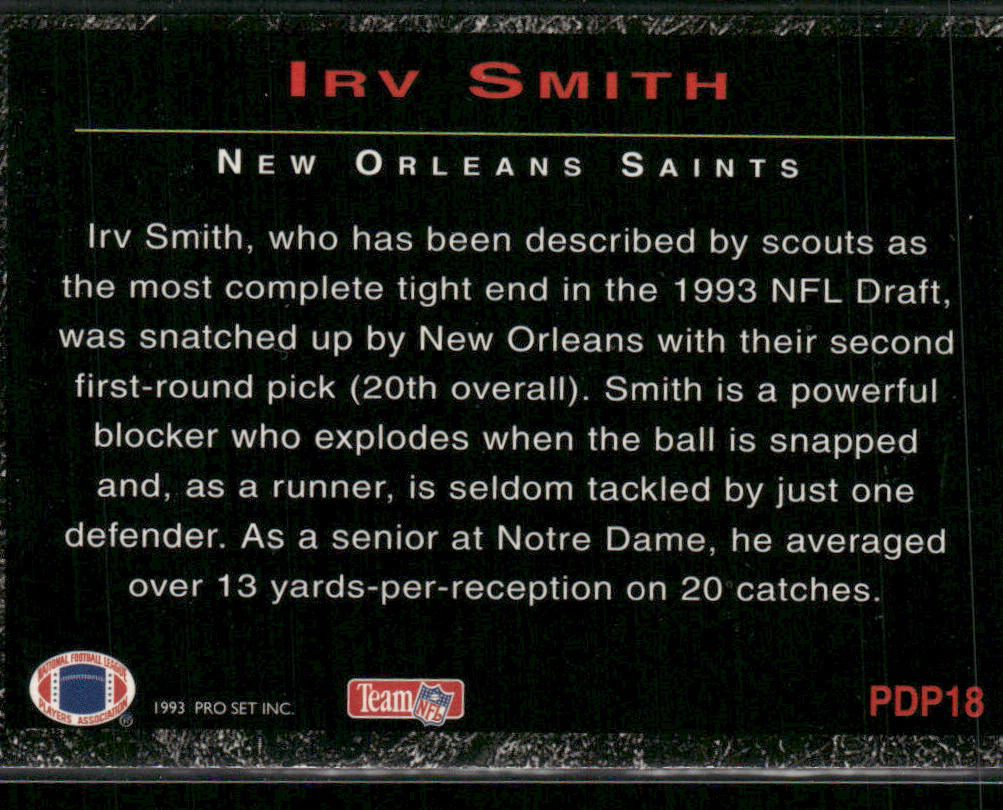 Irv Smith 1993 Pro Set Power Draft Picks #PDP18 New Orleans Saints