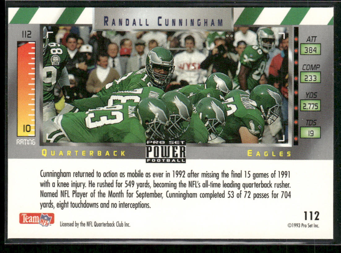 Randall Cunningham 1993 Pro Set Power #112 Philadelphia Eagles
