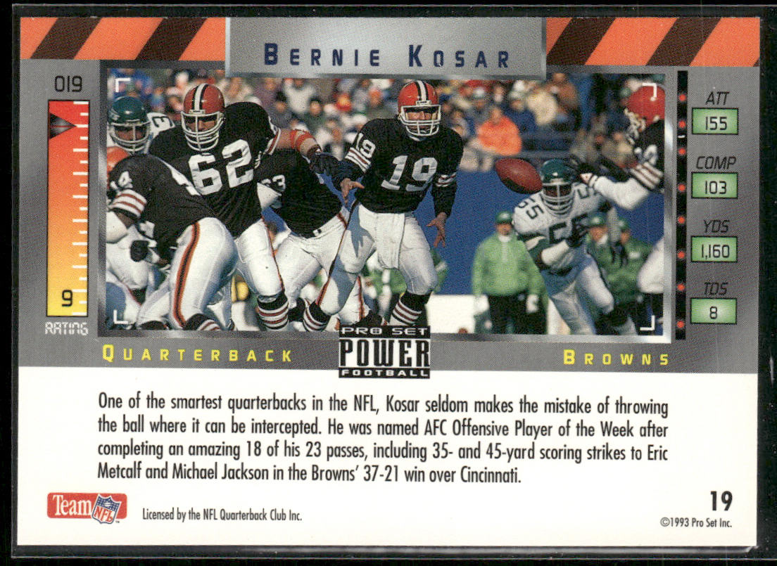 Bernie Kosar 1993 Pro Set Power #19 Cleveland Browns