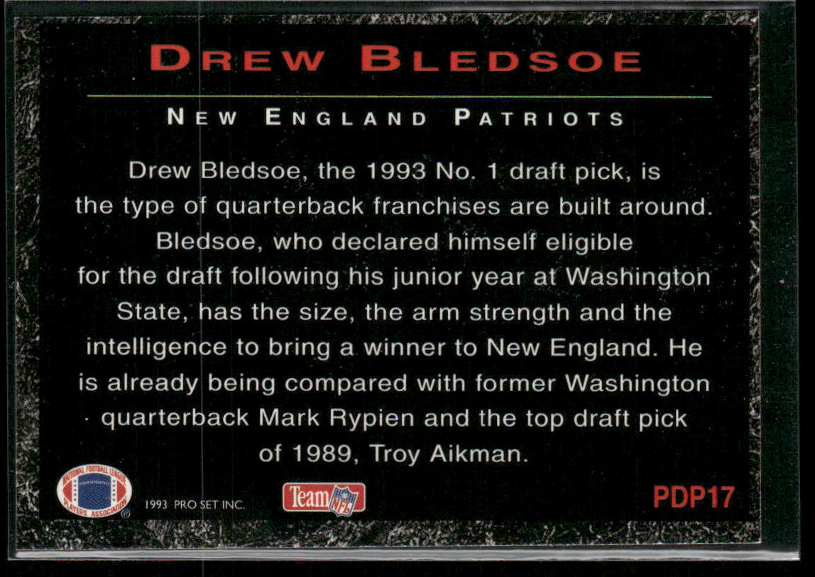 Drew Bledsoe 1993 Pro Set Power Draft Picks #PDP17 New England Patriots