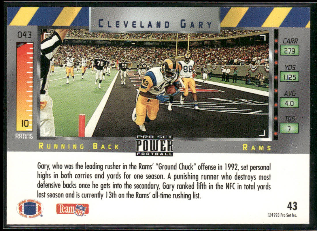 Cleveland Gary 1993 Pro Set Power #43 Los Angeles Rams