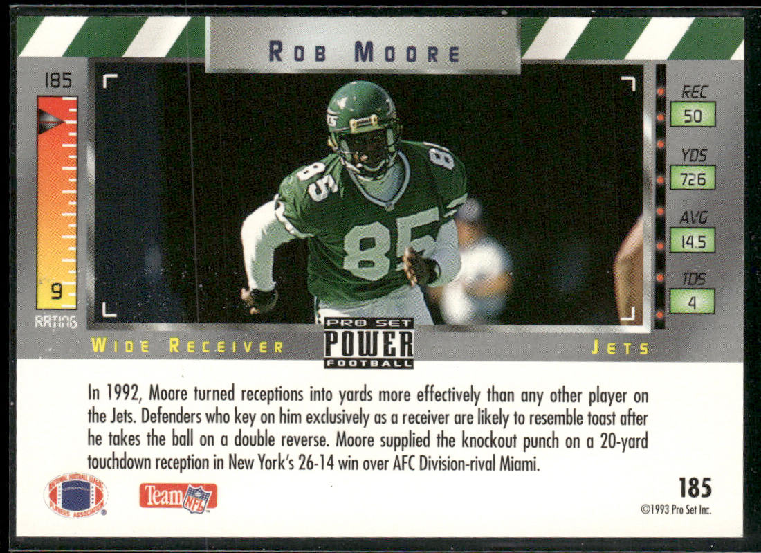 Rob Moore 1993 Pro Set Power #185 New York Jets