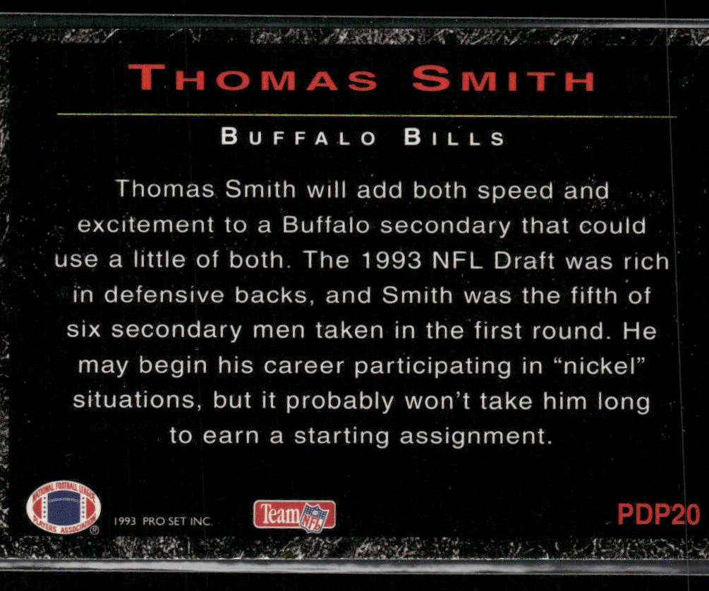 Thomas Smith 1993 Pro Set Power Draft Picks #PDP20b Buffalo Bills