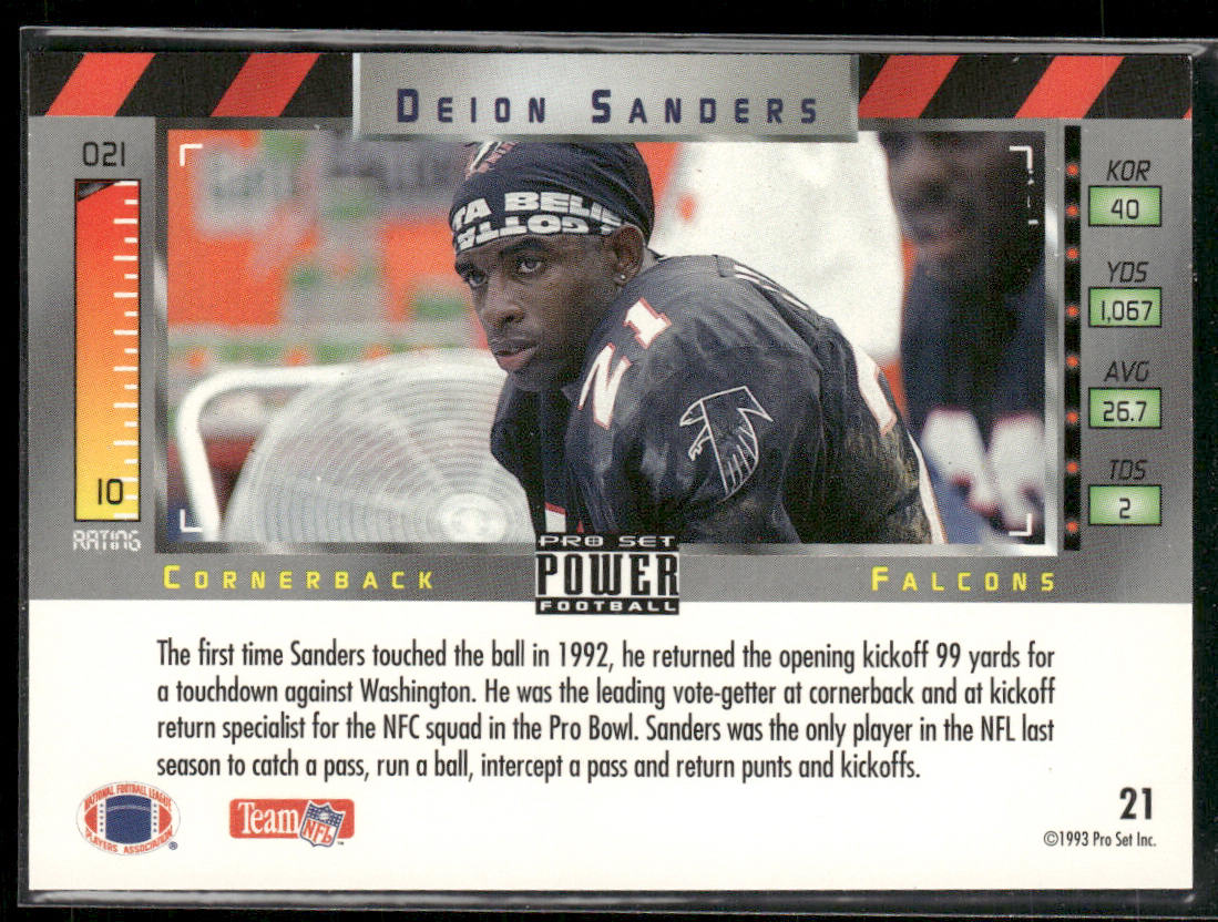 Deion Sanders 1993 Pro Set Power #21 Atlanta Falcons