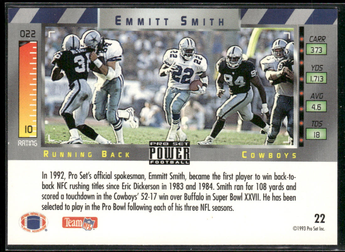 Emmitt Smith 1993 Pro Set Power #22 Dallas Cowboys