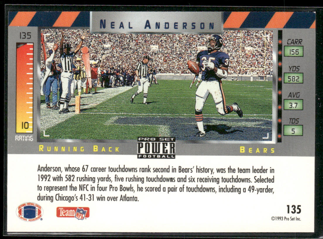 Neal Anderson 1993 Pro Set Power #135 Chicago Bears