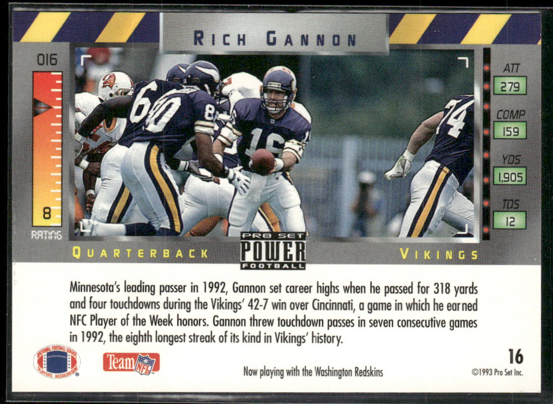 Rich Gannon 1993 Pro Set Power #16 Minnesota Vikings
