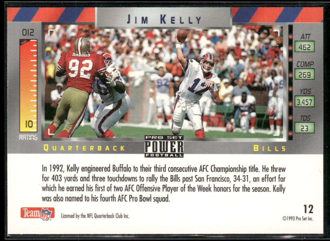 Jim Kelly 1993 Pro Set Power #12 Buffalo Bills