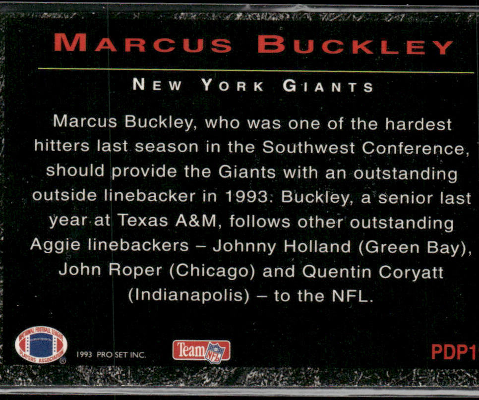 Marcus Buckley 1993 Pro Set Power Draft Picks #PDP19 New York Giants