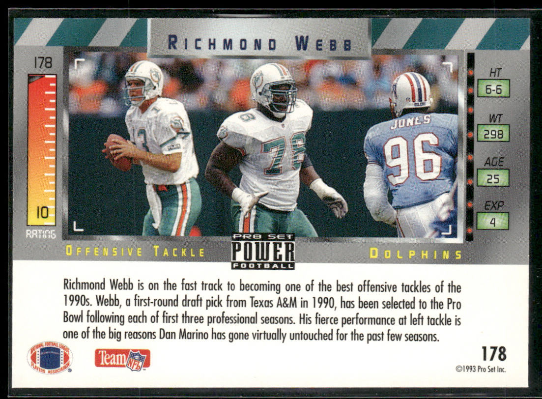 Richmond Webb 1993 Pro Set Power #178 Miami Dolphins