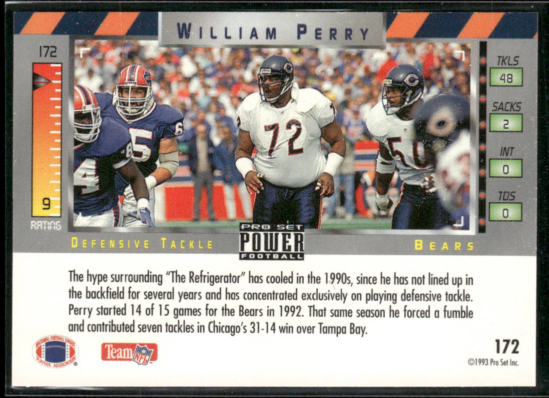 William Perry 1993 Pro Set Power #172 Chicago Bears
