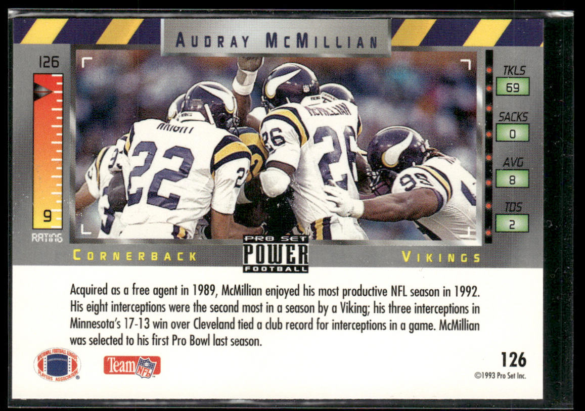 Audray McMillian 1993 Pro Set Power #126 Minnesota Vikings