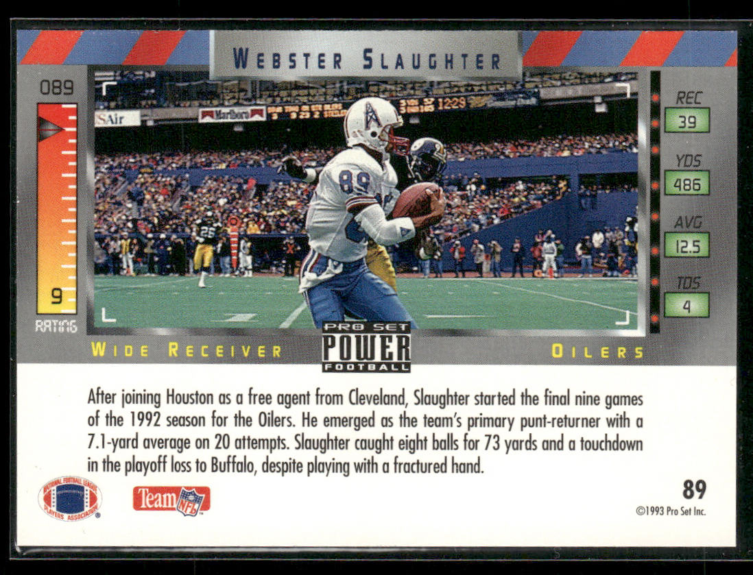 Webster Slaughter 1993 Pro Set Power #89 Houston Oilers
