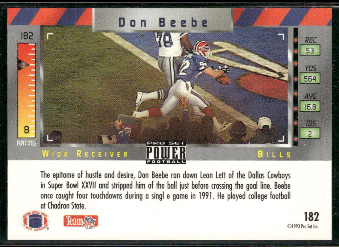 Don Beebe 1993 Pro Set Power #182 Buffalo Bills