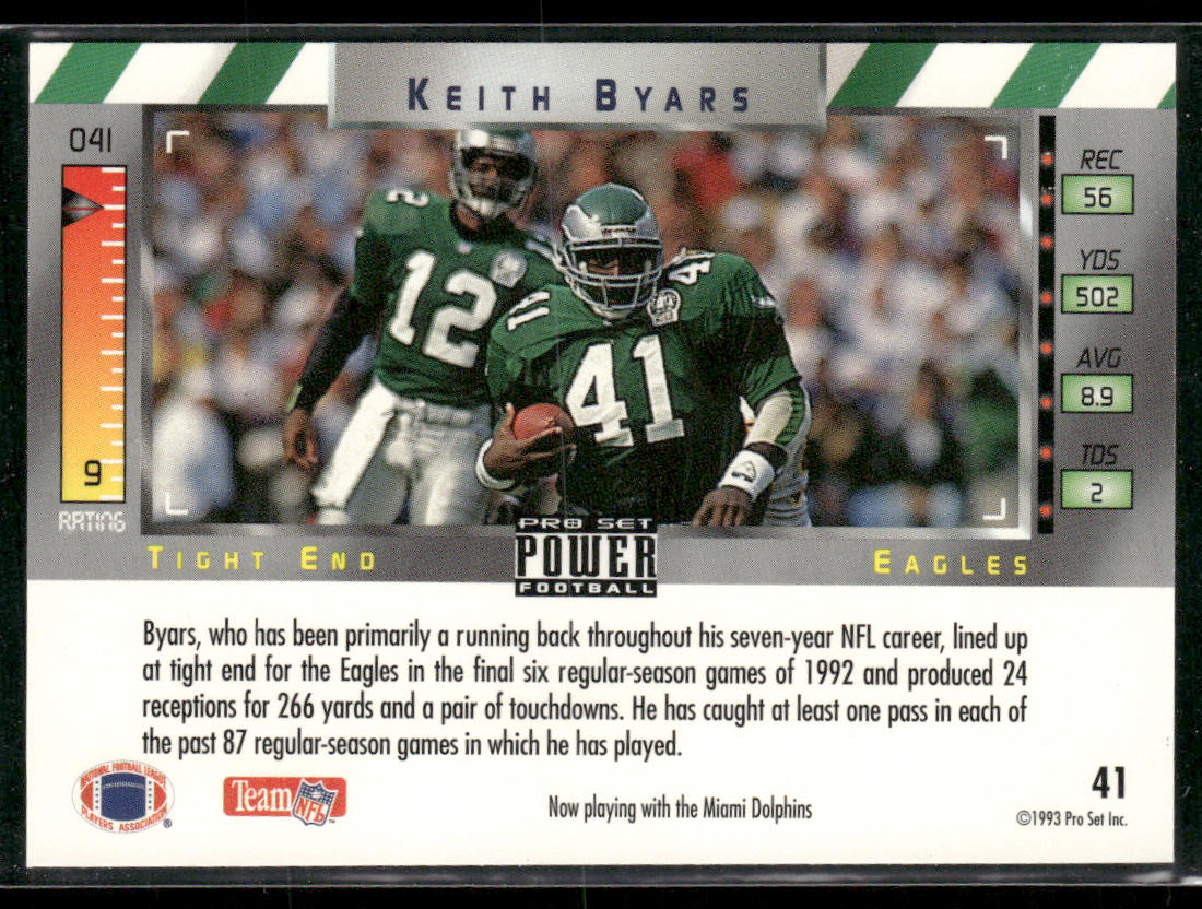 Keith Byars 1993 Pro Set Power #41 Philadelphia Eagles