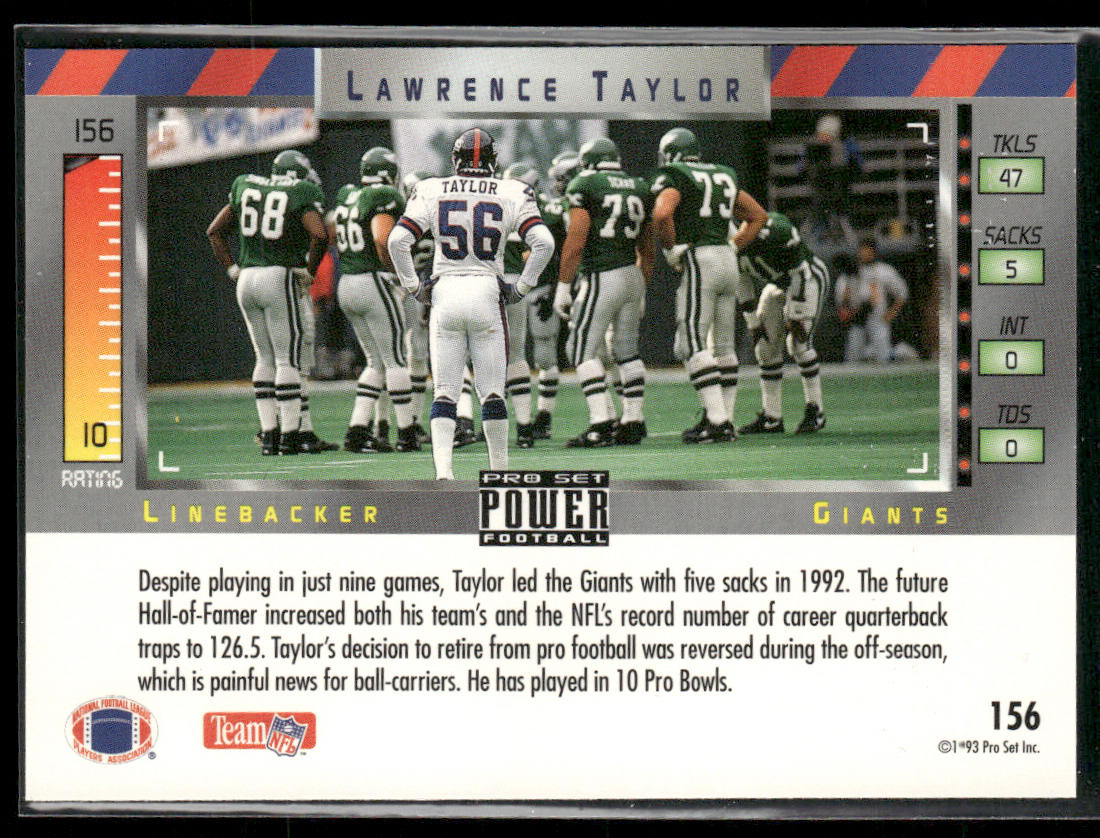 Lawrence Taylor 1993 Pro Set Power #156 New York Giants