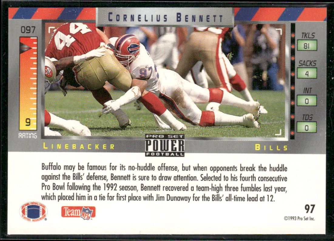 Cornelius Bennett 1993 Pro Set Power #97 Buffalo Bills