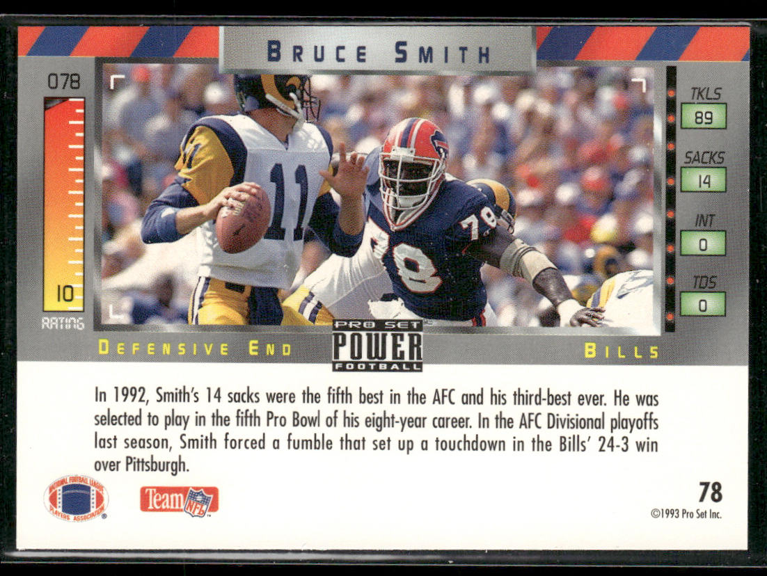 Bruce Smith 1993 Pro Set Power #78 Buffalo Bills