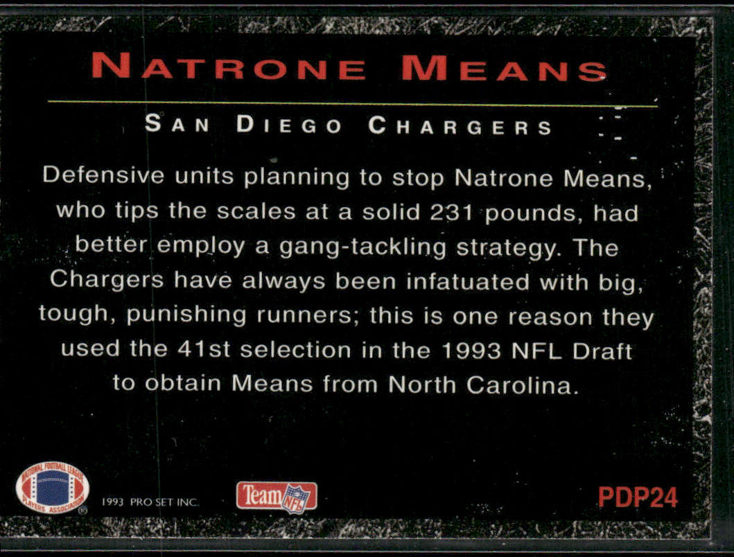 Natrone Means 1993 Pro Set Power Draft Picks #PDP24 San Diego Chargers