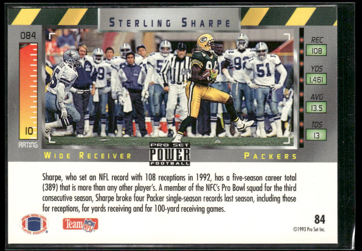 Sterling Sharpe 1993 Pro Set Power #84 Green Bay Packers