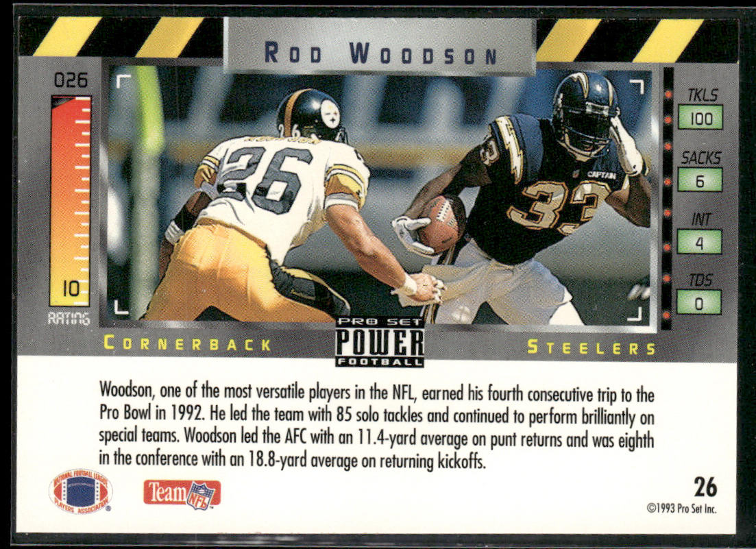 Rod Woodson 1993 Pro Set Power #26 Pittsburgh Steelers