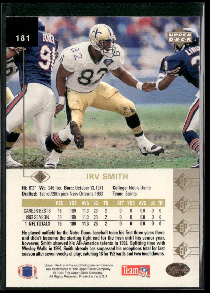 Irv Smith 1994 SP #181 New Orleans Saints