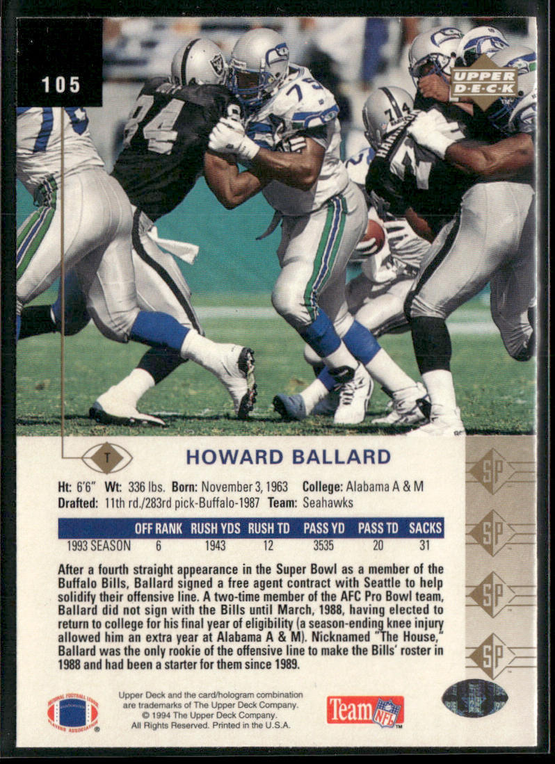 Howard Ballard 1994 SP #105 Seattle Seahawks