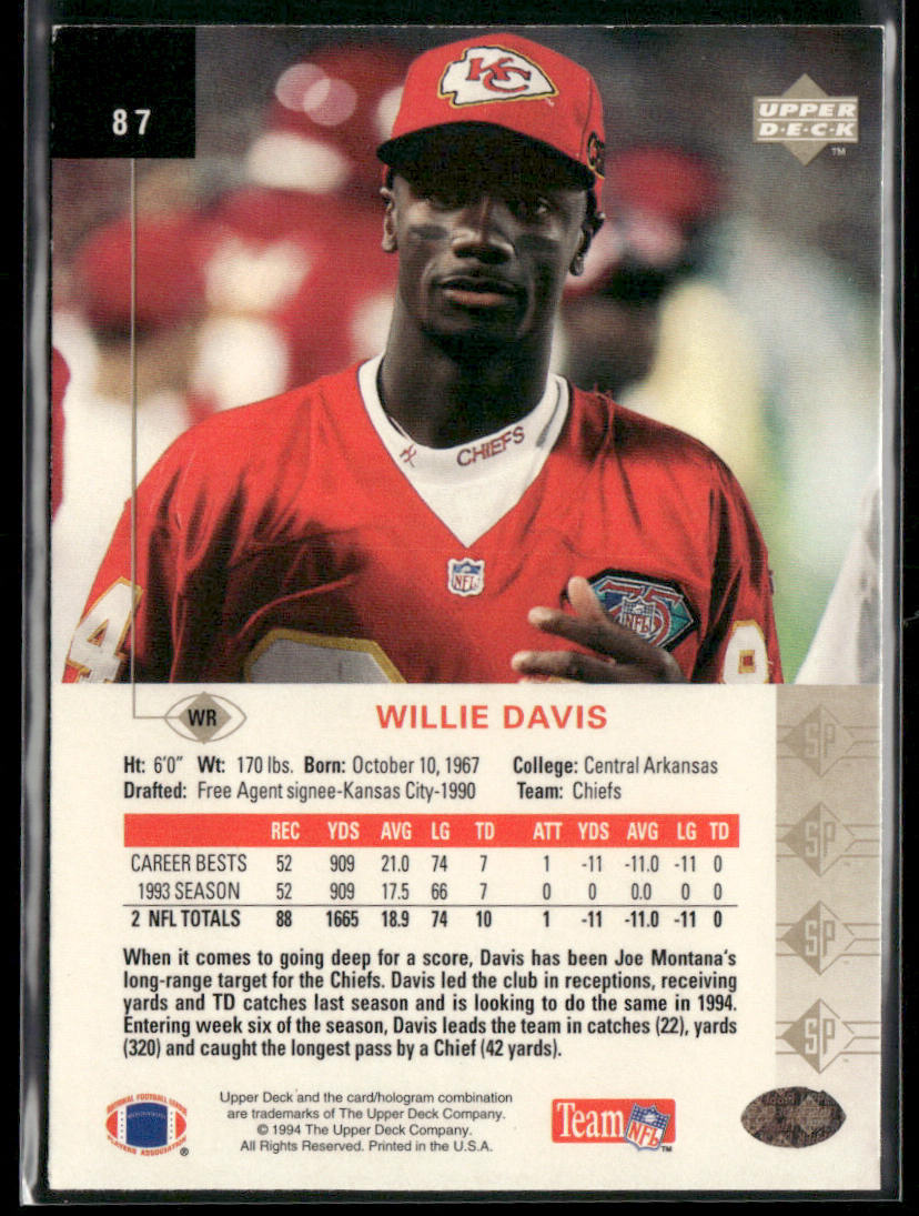 Willie Davis 1994 SP #87 Kansas City Chiefs
