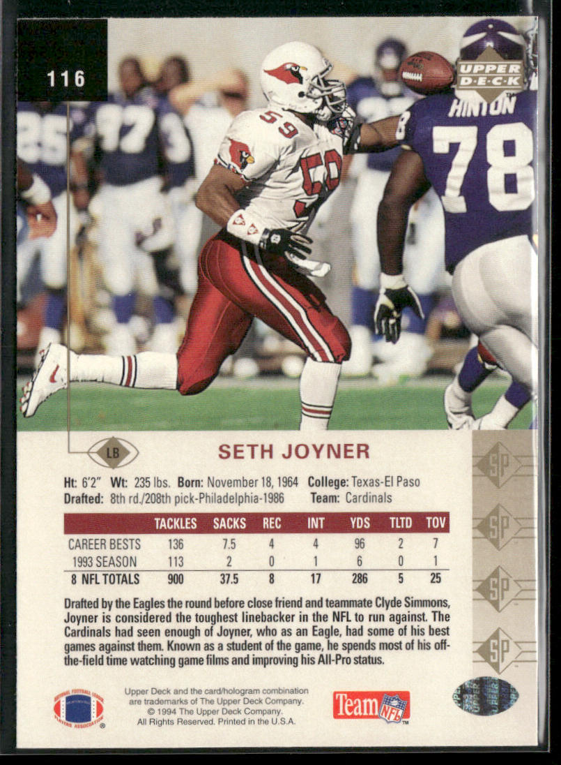 Seth Joyner 1994 SP #116 Arizona Cardinals