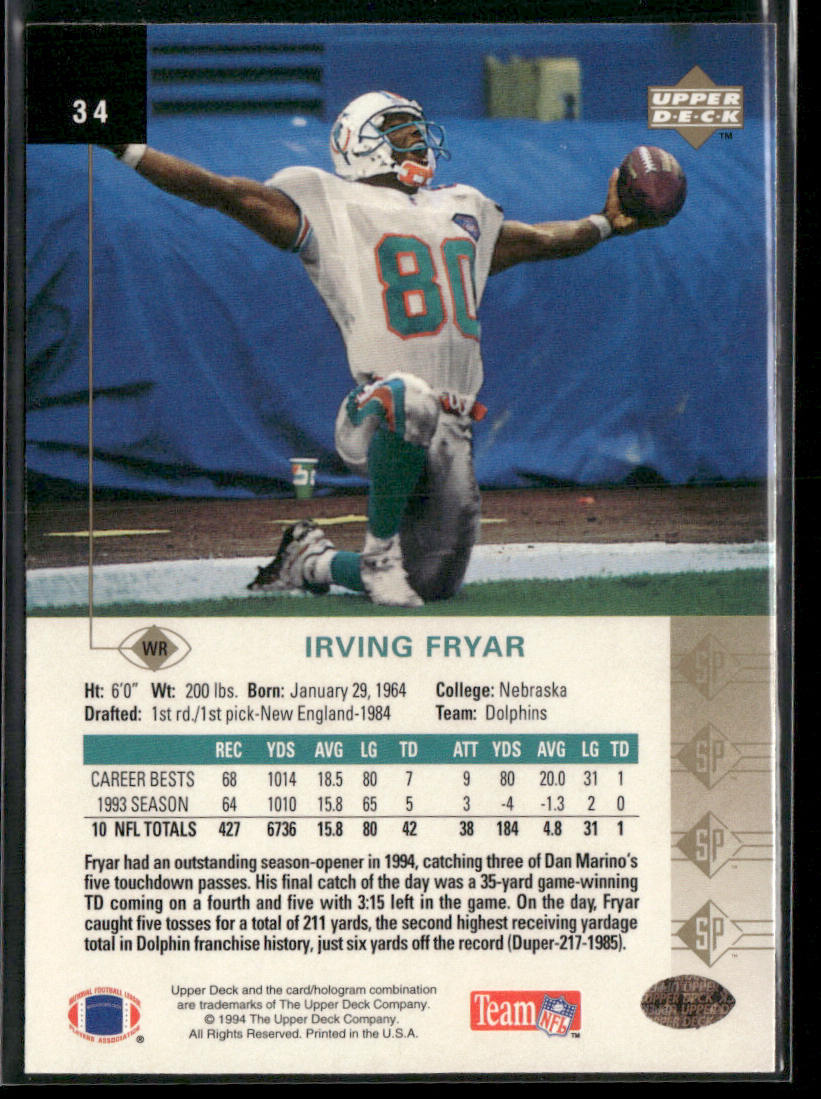Irving Fryar 1994 SP #34 Miami Dolphins