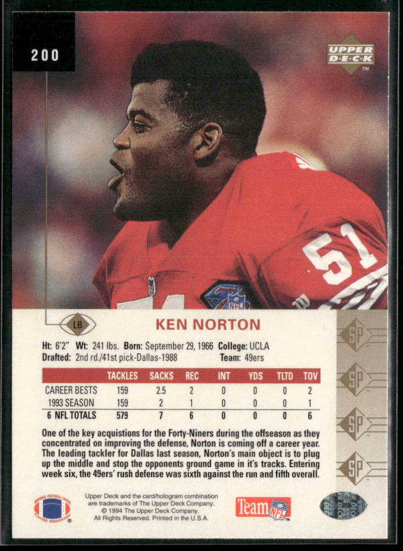 Ken Norton 1994 SP #200 San Francisco 49ers